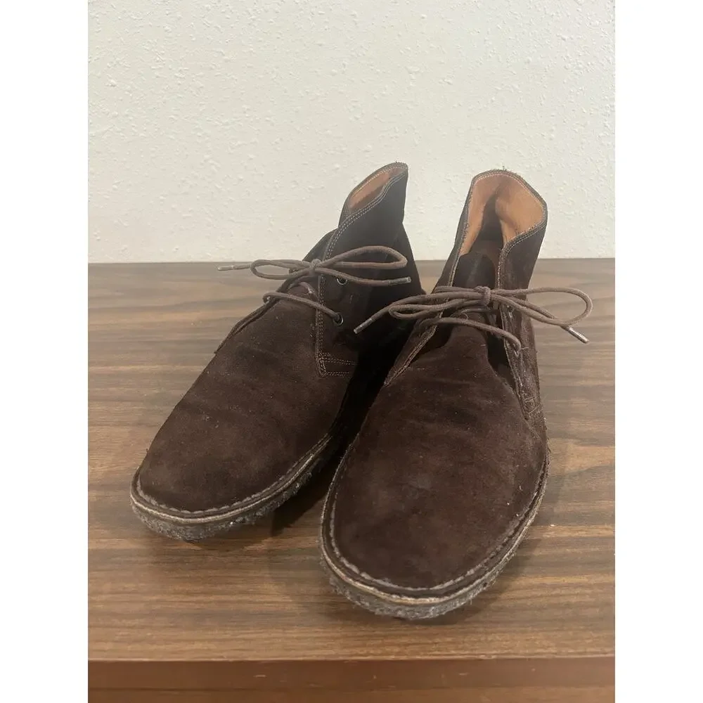 Ralph Lauren Suede Chukka Boots Mens 9D Italy Made Brown Lace Ankle Purple Label